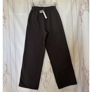 Skims Boyfriend Fleece Baggy Sweatpant Espresso Sz XXS NWT Pockets Logo Plz See